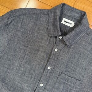 Taylor Stitch Mens Size 40 Hemp Short Sleeve Grey Button Down Shirt